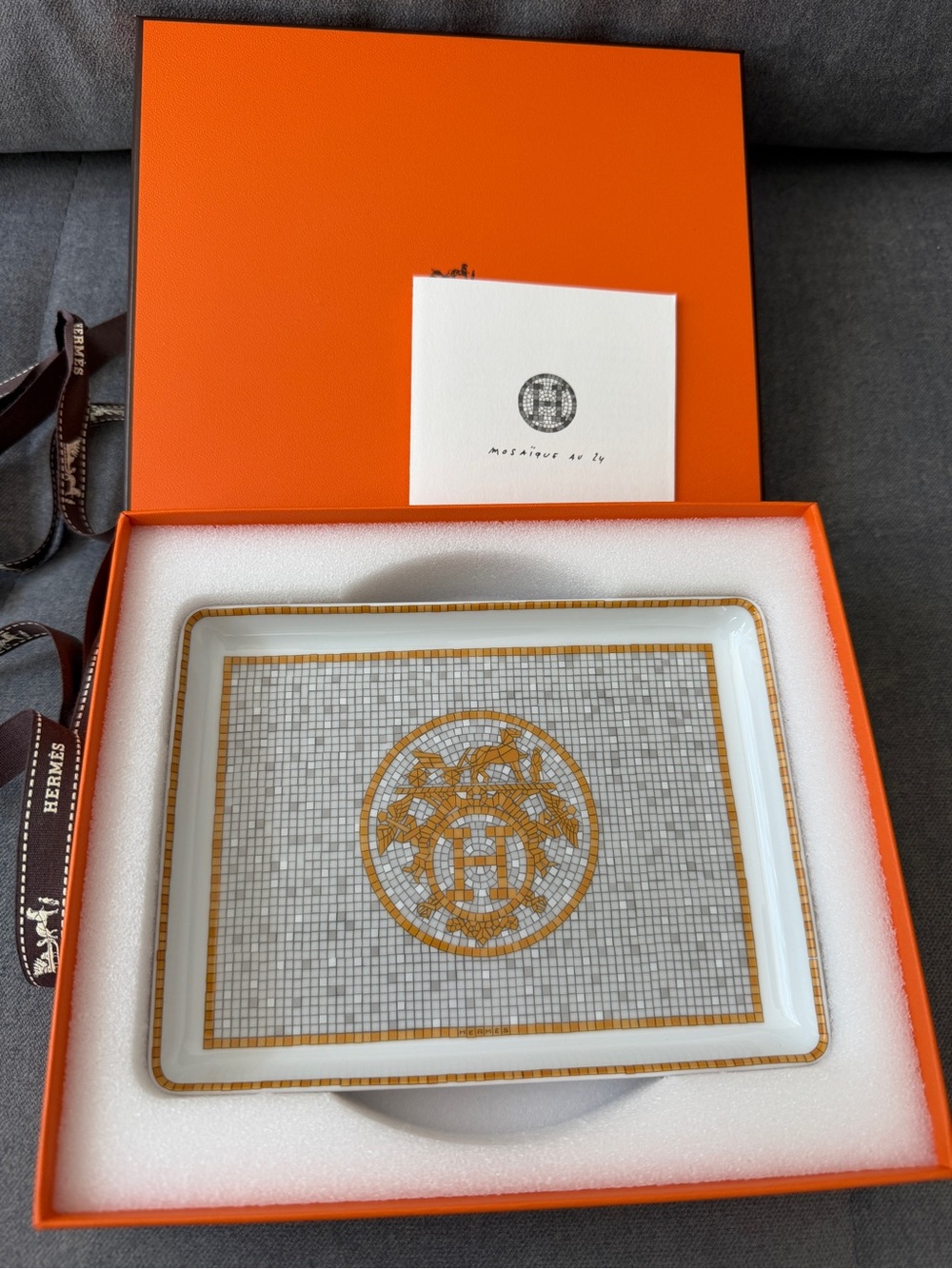 Hermes Mosaique au 24 gold tray small model